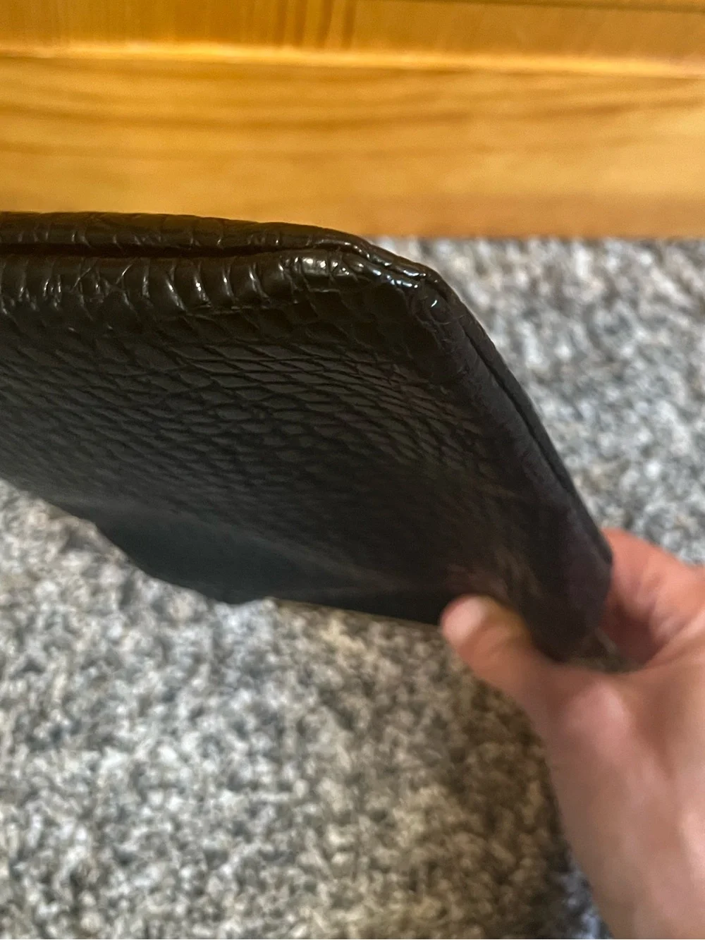 White House Black Market Black Croc-Embossed Frame Wristlet Clutch